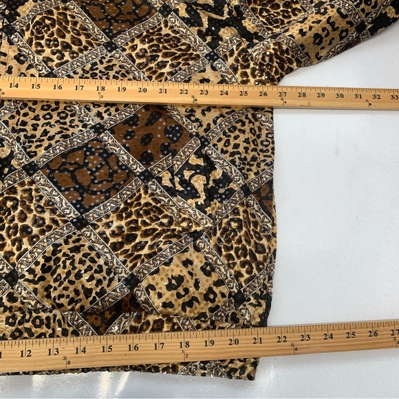 Vintage Jacket Galore Woman 2X ‎ Bomber Brown Animal Print Sequins Sparkle - Picture 9 of 10
